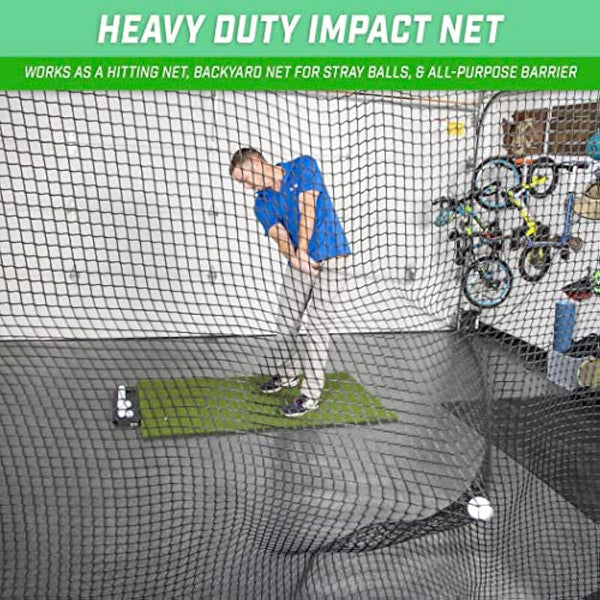 GoSports Sports Netting - Hitting Net for Golf, Baseball, Hockey, Soccer, LAX and More - 10 ft, 15 ft, 20 ft