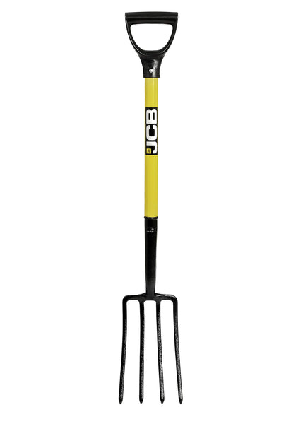 JCB Professional Border Fork High Carbon Steel 4 Prong Head , Garden Tool for Gardening, Landscaping, and Border Maintenance