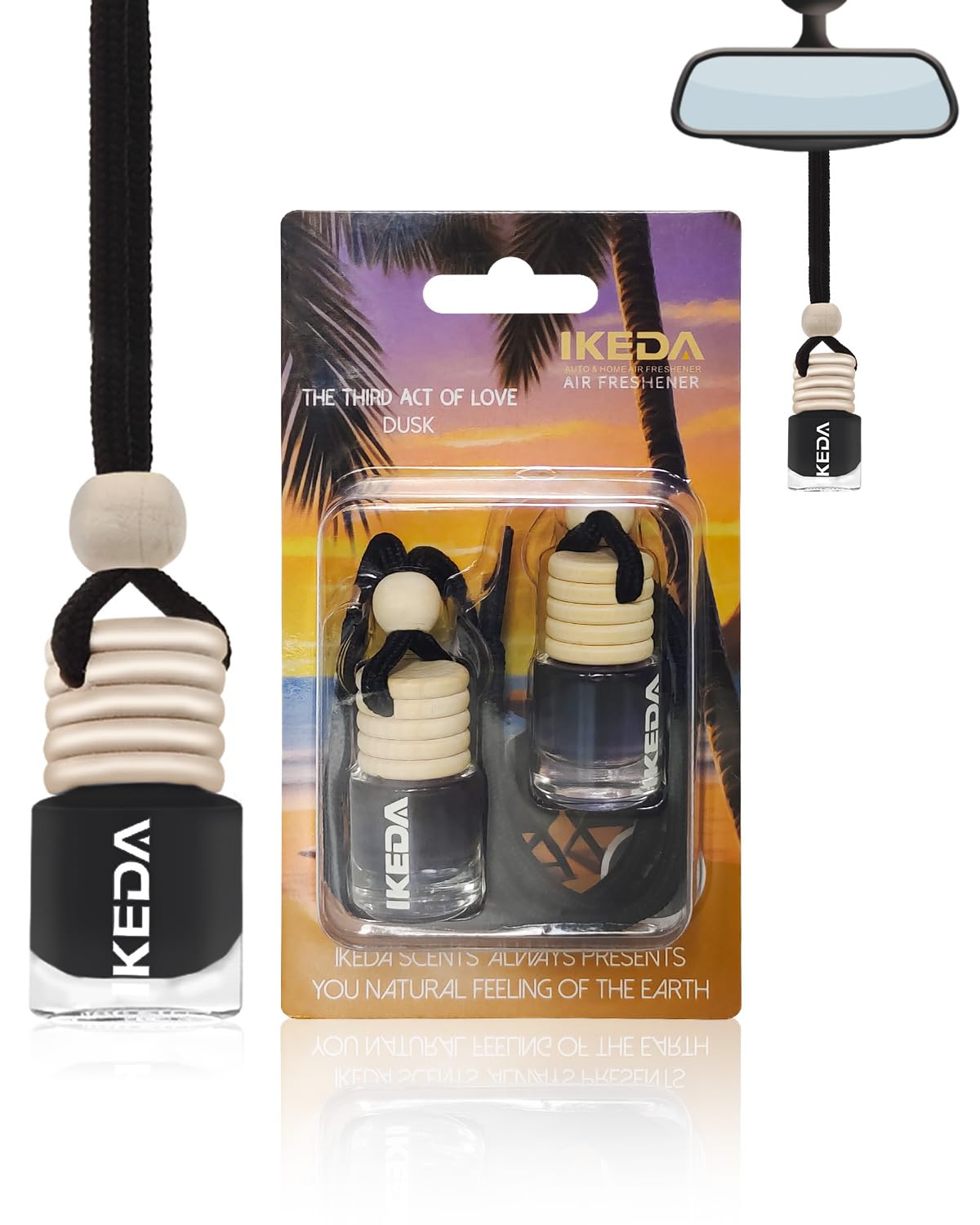 Ikeda scents Ikeda Car Air Fresheners | Automotive Hanging Pendant | Auto Perfume Diffuser with Real Oil | Strong and Long Last Fragrance | Fresh Smell Cover Odours | Car Accessories for Men Women
