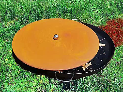 K?hko Design Lid with Ball Handle with Rust Patina Colour for all Fire Bowl ? 80.5 cm