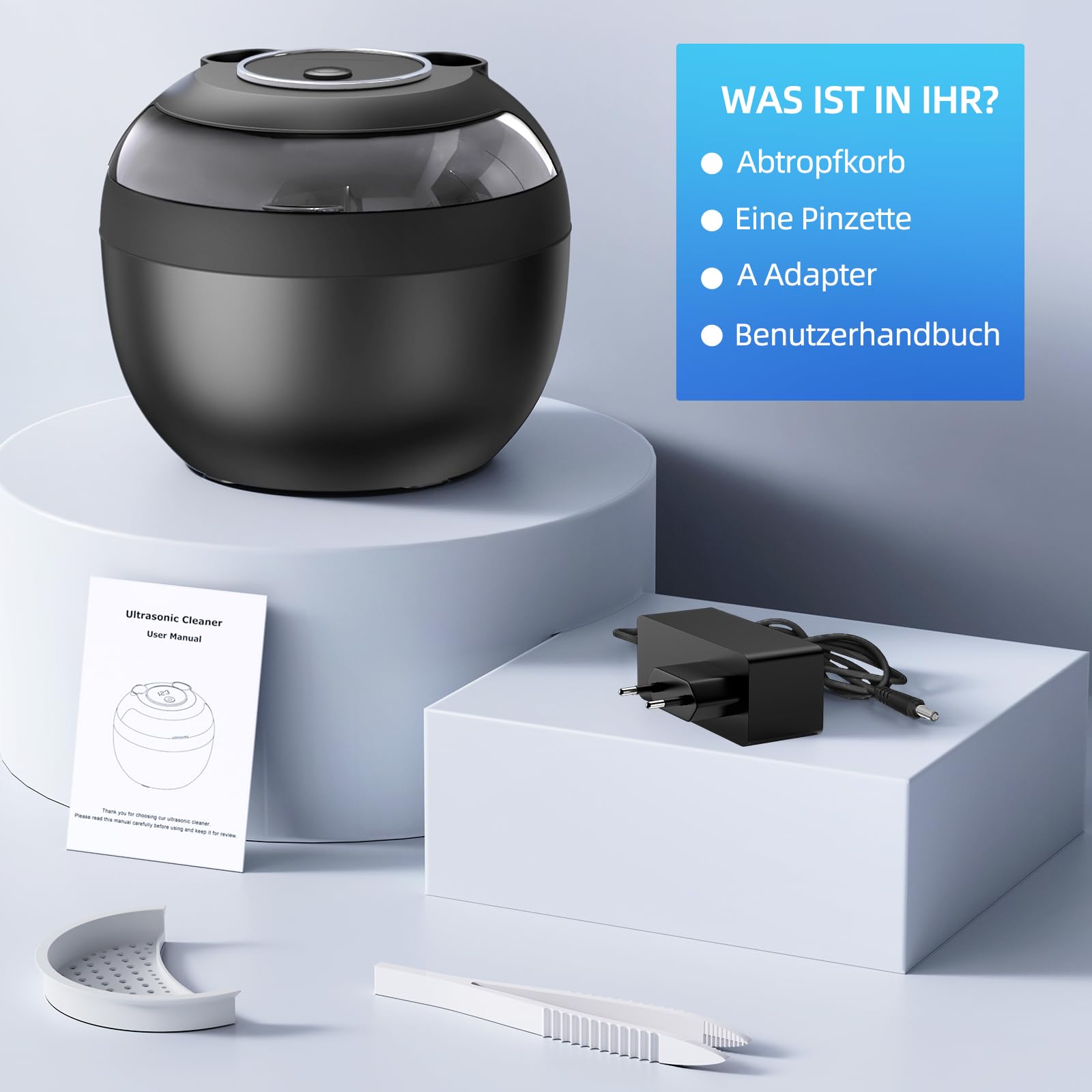 Ultrasonic Retainer Cleaner, Opilea 45kHz Retainer Cleaner Machine, 4 Modes Ultrasonic Cleaner for Dentures, Nightguards, Sport Mouth Guards, Braces, Toothbrush Heads, Jewelry