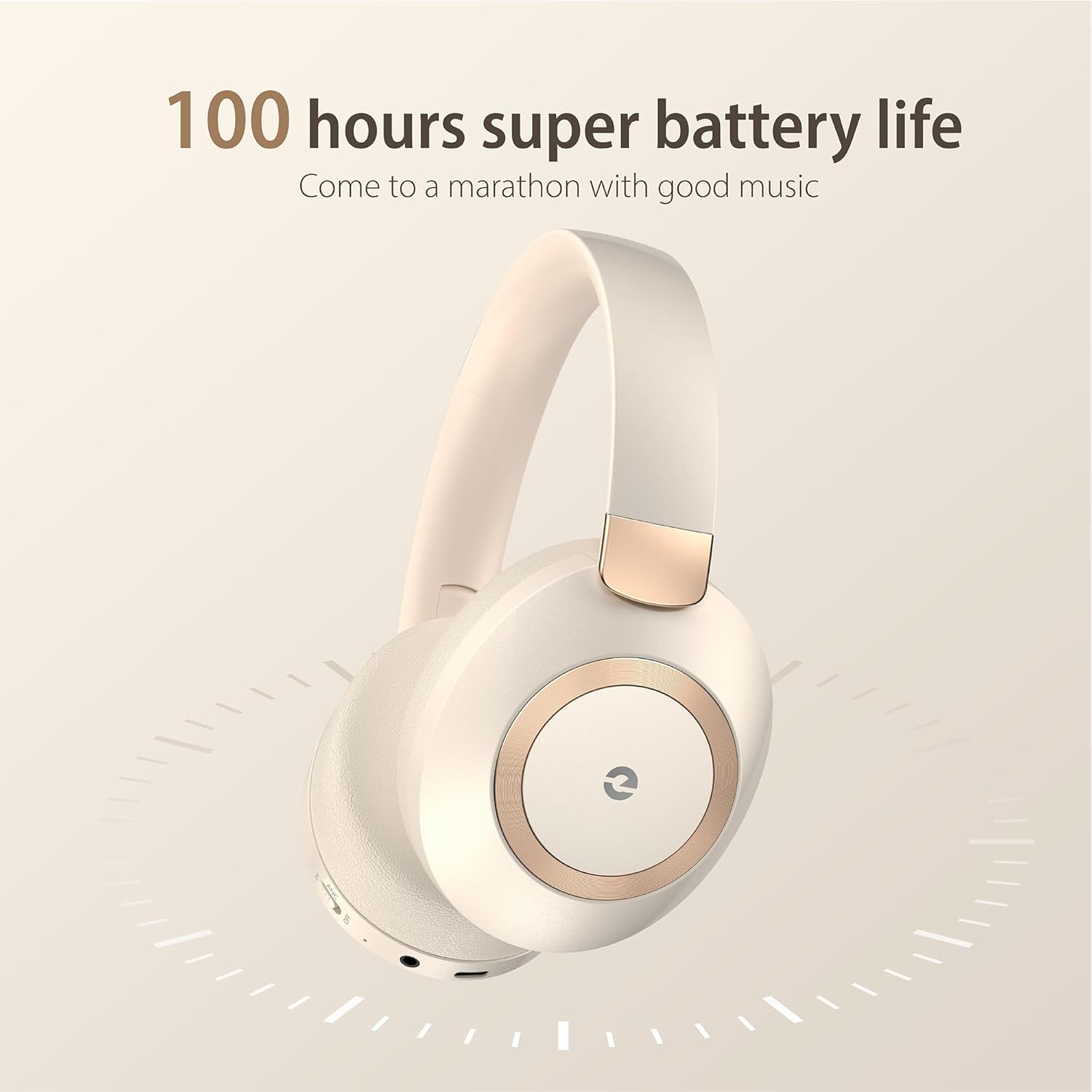 Active Noise Cancelling Wireless Headphones, 100H Playtime with Microphone, Over- Ear Bluetooth Headphones with Deep Bass,Fast Charging for Travel,Office,Home