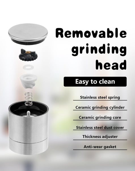 Salt and Pepper Grinder Set, Adjustable Coarseness Salt Shakers, Premium Ceramic Glass Body Salt and Pepper Mills [Without Spice Content]