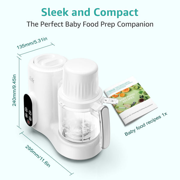 Chefhandy Baby Food Maker, 5 in 1 Baby Food Processor with Stainless Steel Steam Basket, Food Puree Maker with Steamer, Blender, Bottle Warmer Function, Auto Cooking & Grinding, Touchscreen (Green)