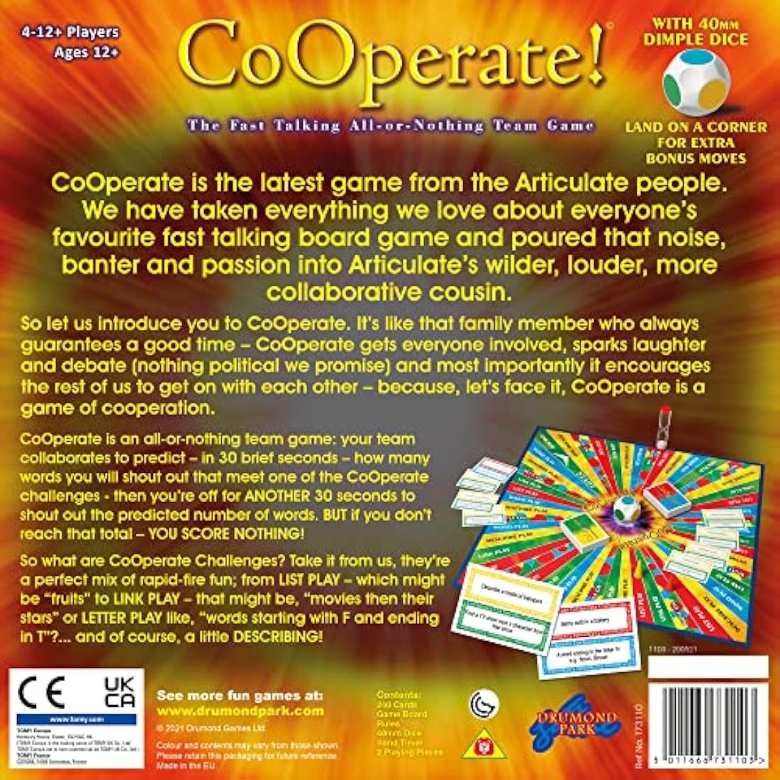 Drumond Park Co-operate, Board Games for Families and Teenagers, Fast Talking Board Game for Adults suitable From 12+ Years