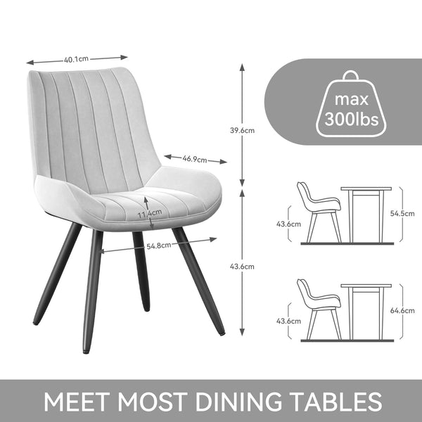 Hawthyhome Dining Chairs Set of 4 |Upholstered Chairs with 10cm Thick Seat Cushion •Upholstered Fabric Dining Chair •Kitchen Chair with Backrest •Modern Armchairs with Metal Legs •Dark Grey