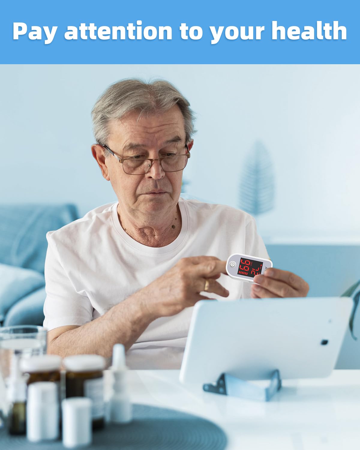 AILE Pulse Oximeter Oxygen Meter Adults Accurate Fast Easy Larger Red Screen Oxygen Monitor with Lanyard Blood Saturation Monitor -O2 Saturation Meter Pulse-Oximeter