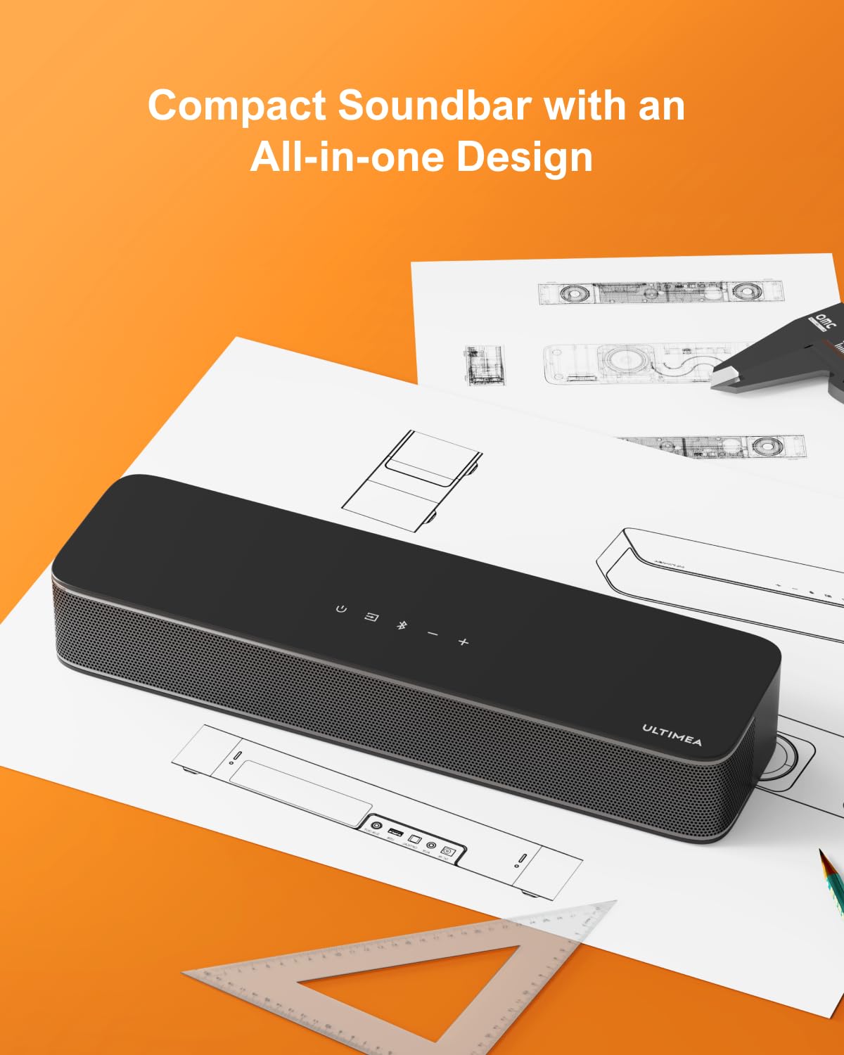 ULTIMEA 4.1ch Sound Bar for Smart TV with Subwoofer, App, Peak Power 200W, 2-in-1 Detachable Bluetooth 5.3 Soundbar, Bass Adjustable, 3 EQ Modes TV Sound Bar, ARC/Optical/Aux, Apollo S50 2025 Version