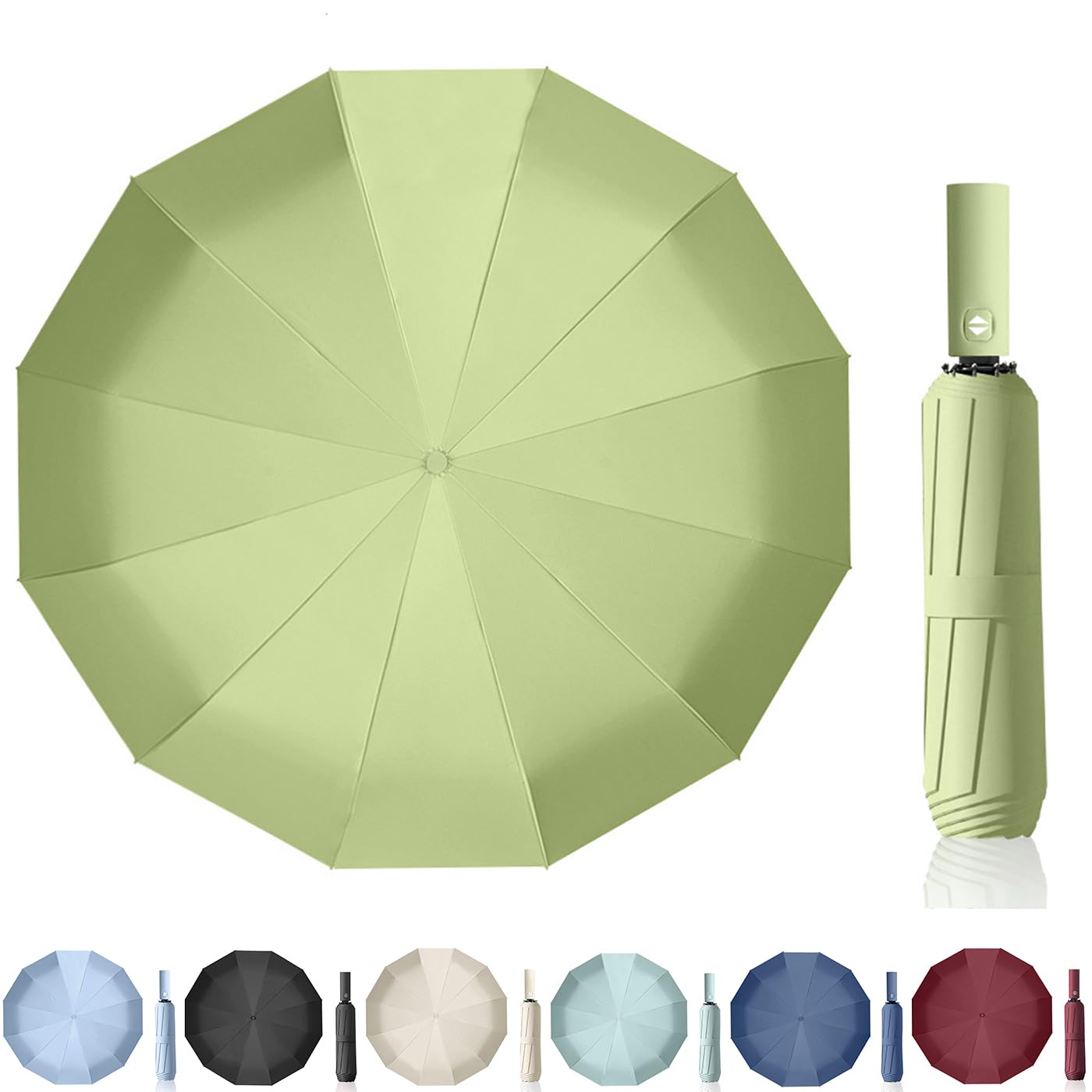 Maibar Umbrella Windproof Strong 24 Ribs Compact Umbrellas Sun UV Protection spf 50 Folding Travel Large Auto Open Close Umbrellas Umbrella (Black)