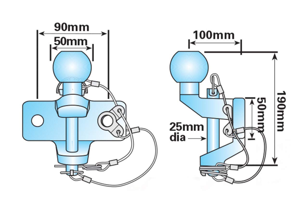 BITS4REASONS - NEW MODEL MAYPOLE MP87 50MM BALL AND PIN HITCH - BLACK TOWBALL…