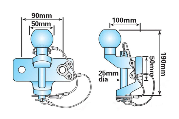 BITS4REASONS - NEW MODEL MAYPOLE MP87 50MM BALL AND PIN HITCH - BLACK TOWBALL…