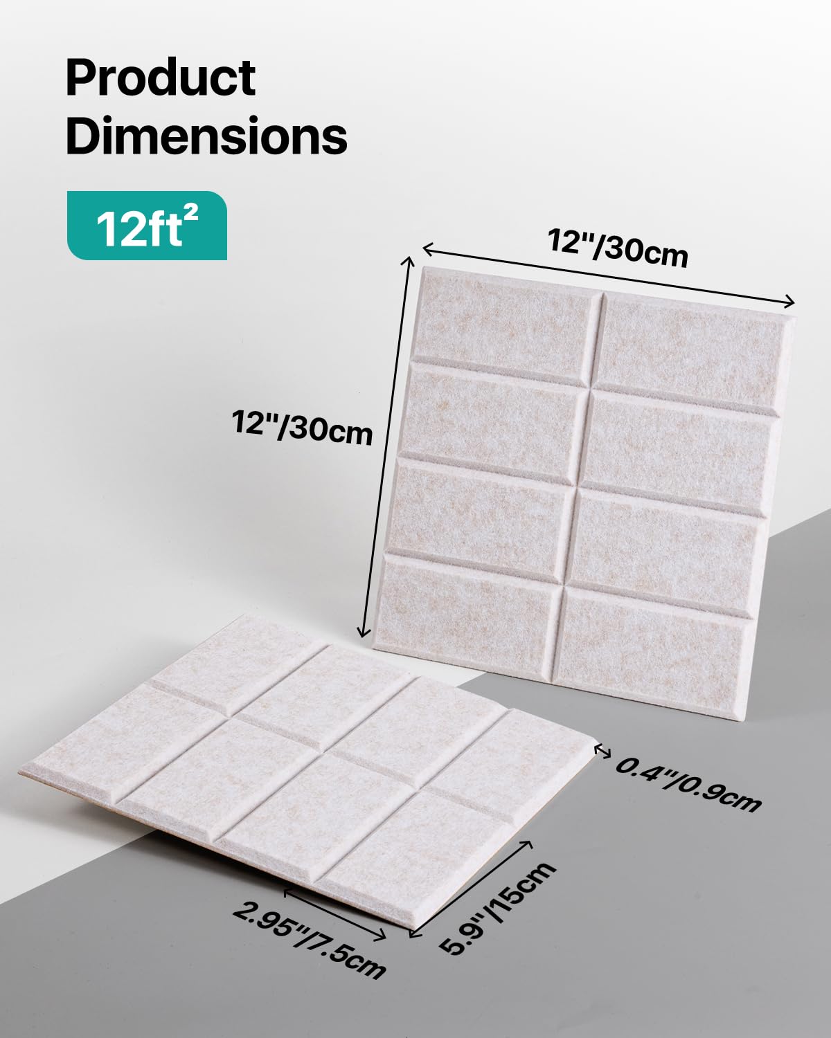 Soundsbay Soundproofing Panels, 12 Pack Acoustic Wall Panels Self-adhesive, 30x30x0.9cm Acoustic Panels for Walls, Ceiling, Home Office