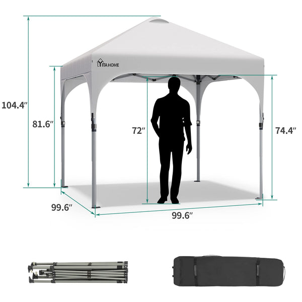 YITAHOME 2.5x2.5M Instant Heavy Duty Pop Up Gazebo, Waterproof Folding Garden Camping Party Tent Canopy Marquee with Roller Bag for Patio Markets Beach
