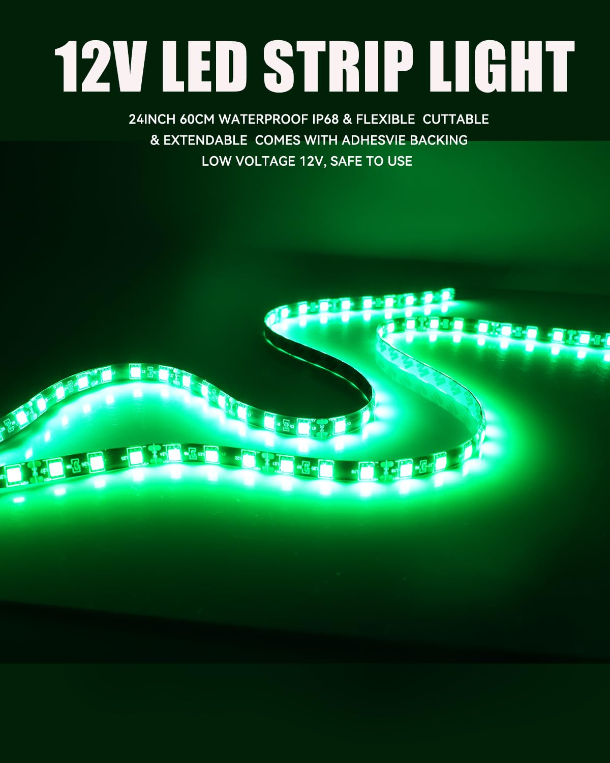 Motorbike Underglow 12V Led Strip Lights Neon Interior Car Lights Connectable Red Led Light Strips 12V for Cars Interior Lights Boat Marine Trucks 4Pack(60cm/24" Red)