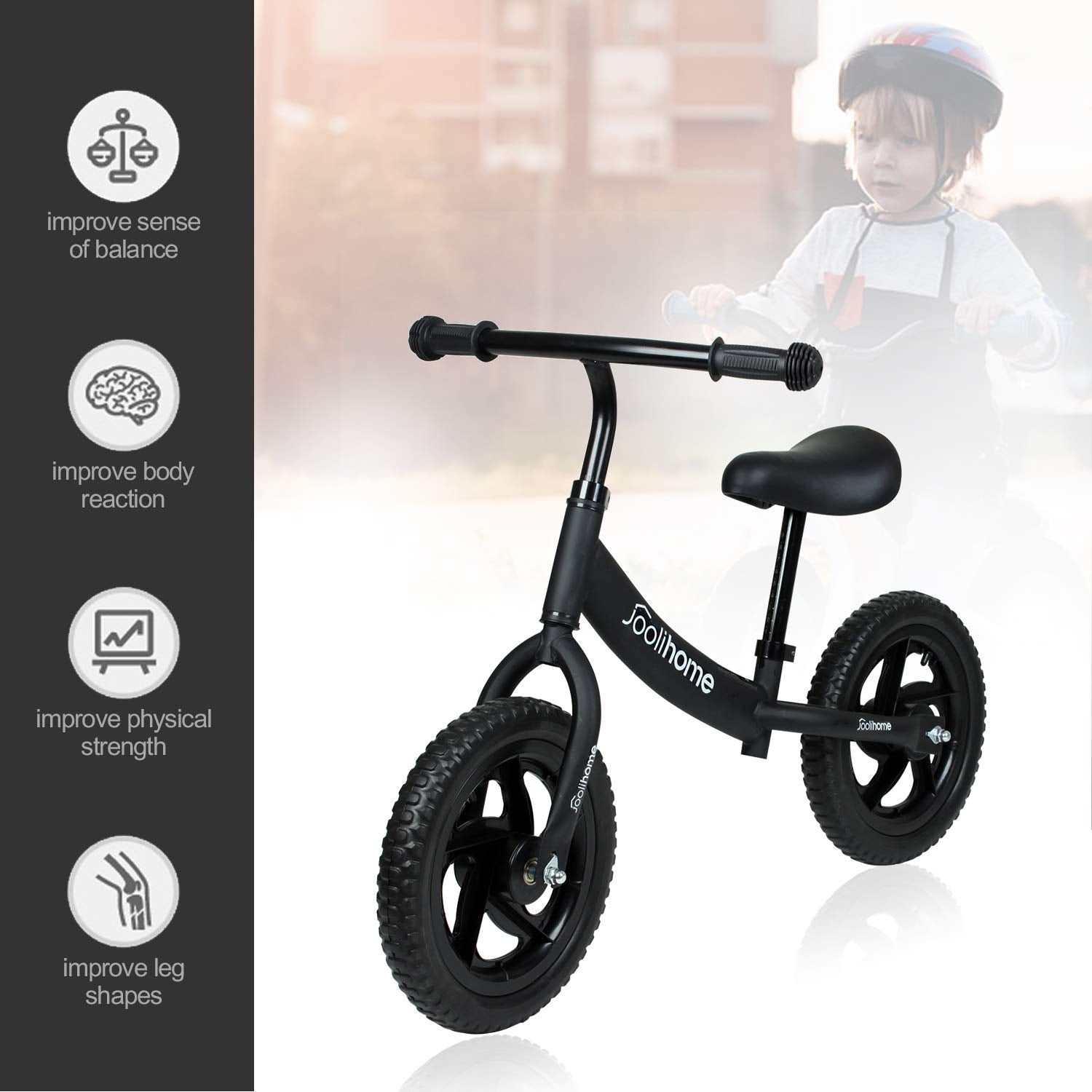 12" Balance Bike Carbon Steel Frame No Pedal Walking Balance Bike Training Bicycle for Kids and Toddlers 2- to 6 Years Old