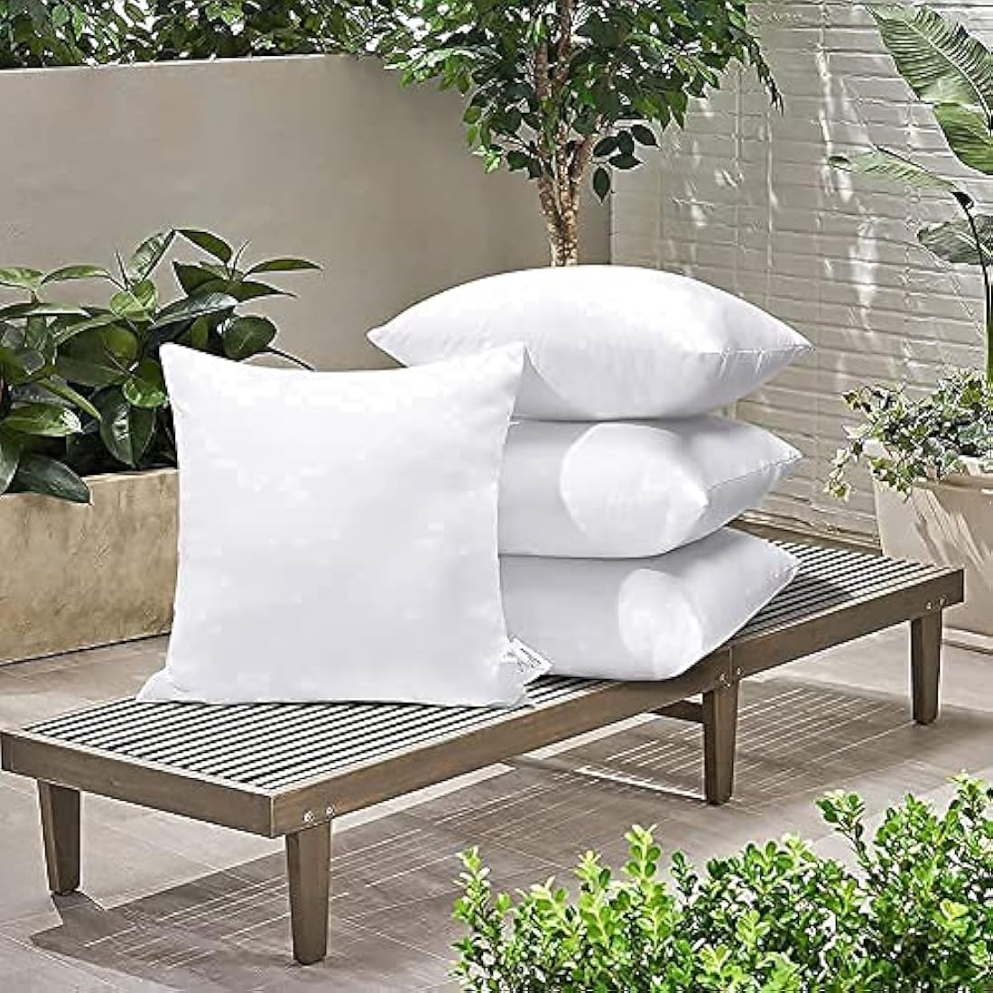 JOTOM Outdoor Cushion Inserts 45x45cm Waterproof Premium Cushion Inner Pads 18"x18" Pillows Filling Set of 4 Decorative Square Pillow Inserts Sofa Pillow Stuffer Patio Garden Blench Couch Bed Cushions