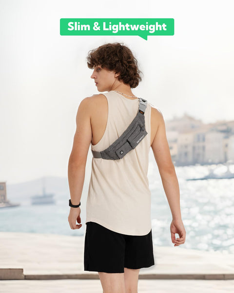 Waterfly Waist Bag Pack Slim Water Resistant Fanny Pack Travel Bum Bag Running Belt for Traveling Cycling Hiking Camping