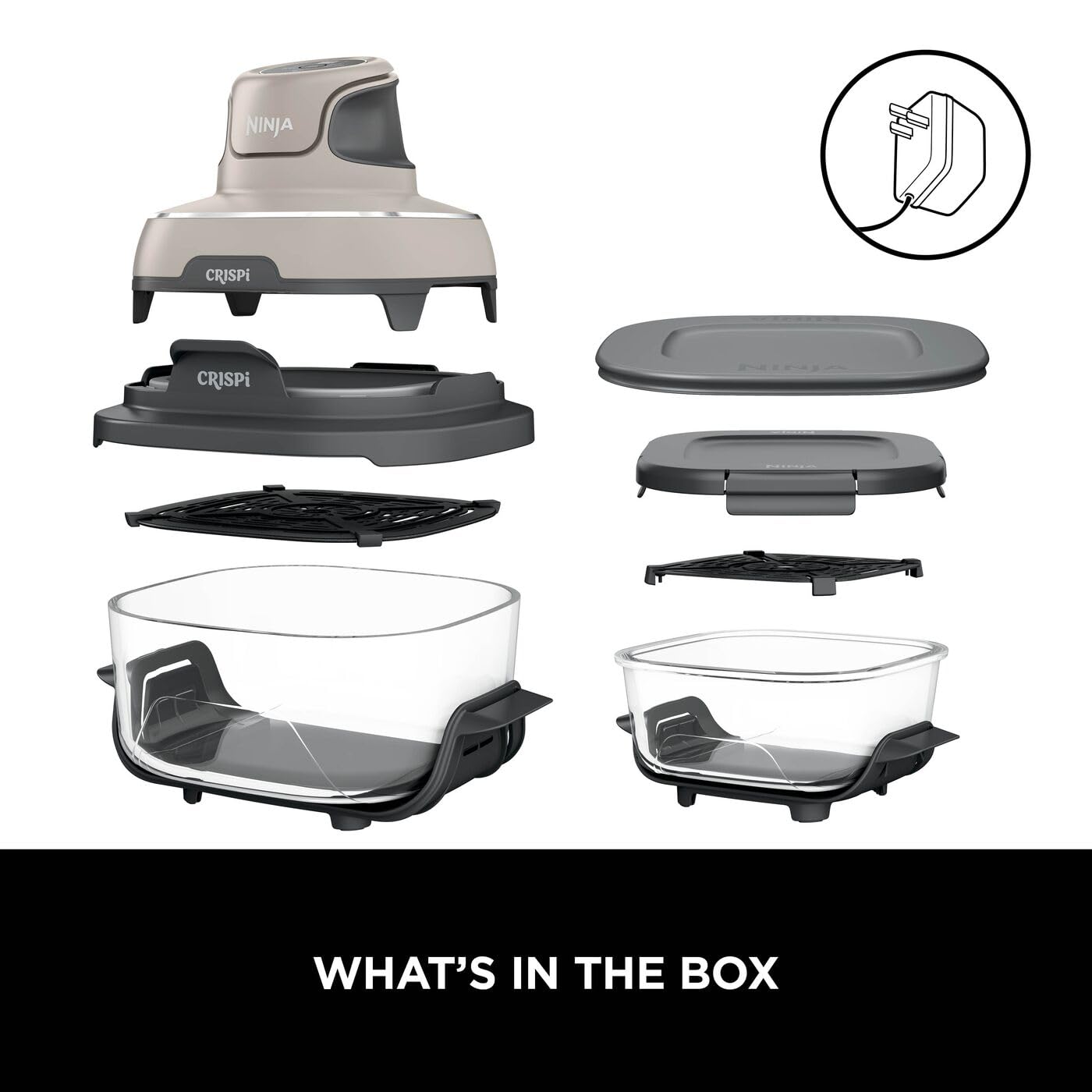 Ninja CRISPi Portable Air Fryer, 3.8L, 4-in-1: Air Fry, Roast, Keep Warm, Recrisp, Space Saving Compact Design, 2x Removable Glass Containers & Lids, 1700W, Cyber Space Blue FN101UKGY