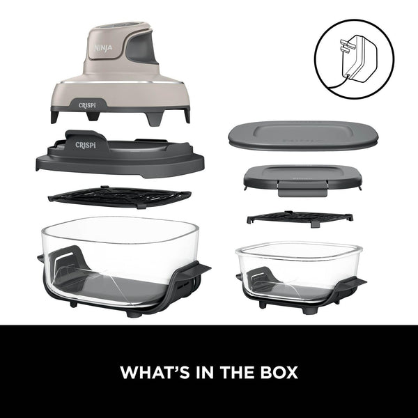 Ninja CRISPi Portable Air Fryer, 3.8L, 4-in-1: Air Fry, Roast, Keep Warm, Recrisp, Space Saving Compact Design, 2x Removable Glass Containers & Lids, 1700W, Cyber Space Blue FN101UKGY