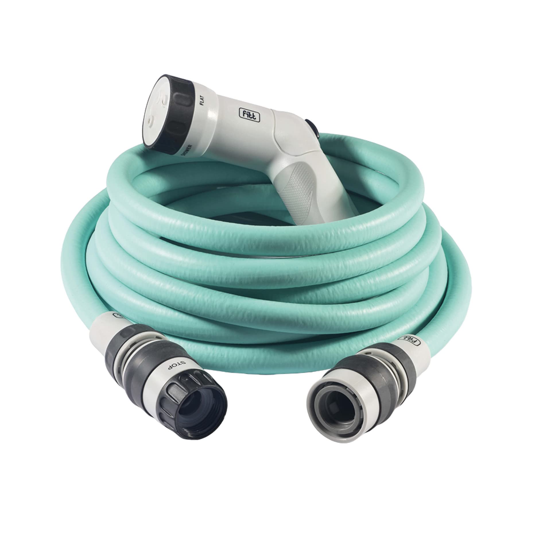 FITT IKON 25m, Garden Water Hose for Irrigation, Extensible, Compact, Light and Ready-to-use, with Multi-Jet Gun, Aquamarine