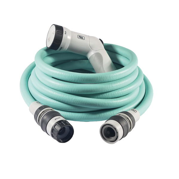 FITT IKON 25m, Garden Water Hose for Irrigation, Extensible, Compact, Light and Ready-to-use, with Multi-Jet Gun, Aquamarine