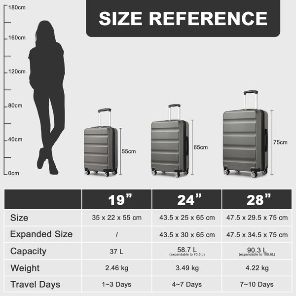 Kono Lightweight 28" Large Suitcase | Hard Shell with TSA Lock | 4 Dual Spinner Wheels | Expandable Design for Easy Travel | Perfect for Business & Vacation (Cream White,75x47.5x29.5cm)