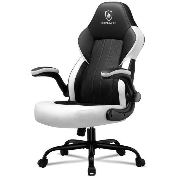 GTPLAYER Ergonomic Racing Computer Chair - Height Adjustable, 360° Swivel, Executive Office Desk Chair (White)