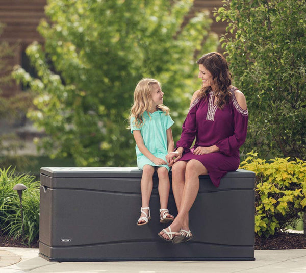 LIFETIME Plastic Wood Grain Textured Storage Box Desert Sand/Grey, 151x72x69 cm