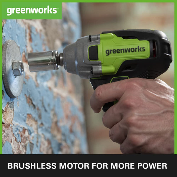 Greenworks GD24ID3 Cordless Impact Drill Driver with Brushless Motor, 2800rpm, 4000ipm, 300Nm Torque 1/4" Hex Chuck WITHOUT 24V Battery & Charger, 3 Year Guarantee