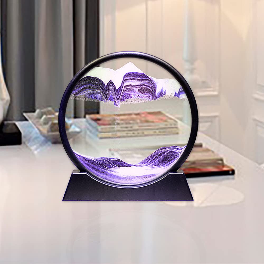 Arthink Moving Sand Art Picture,Liquid Motion 3D Sea Sandscape in Motion Display, Flowing Sand Frame Desktop Art Bookshelves Home Office Decoration(12 inch, Green)