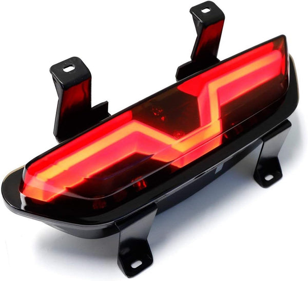 iJDMTOY Smoked Lens LED Rear Foglamp Compatible with 2015-2017 Ford Mustang, Full Red LED Tail Light Assembly Functions as Reverse Light & Rear Fog Light