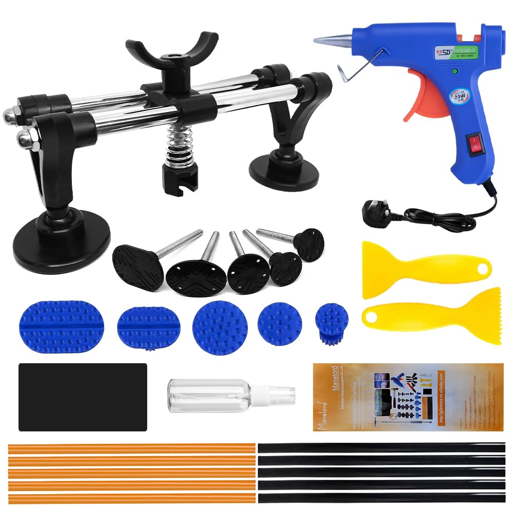 Auto Dent Puller Set with Double Pole Bridge Dent Repair Kit for Car Body Dent, Minor Dents, Door Dings and Hail Damage Removal