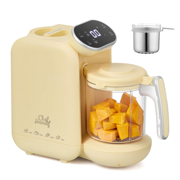 Chefhandy Baby Food Maker, 5 in 1 Baby Food Processor with Stainless Steel Steam Basket, Food Puree Maker with Steamer, Blender, Bottle Warmer Function, Auto Cooking & Grinding, Touchscreen (Green)