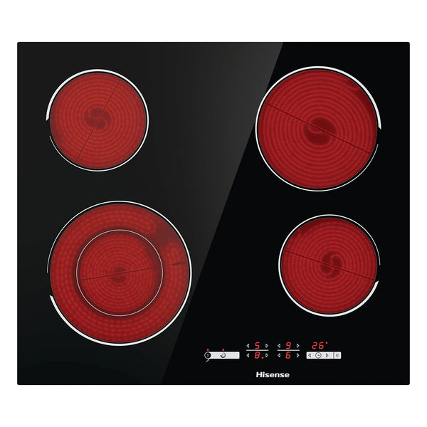 Hisense E6432C Built-in 60cm Electric Ceramic Hob with Child Lock, Touch control, Timer Function - Black 7200W, 20 x 24 x 2 inches (L x W x H)