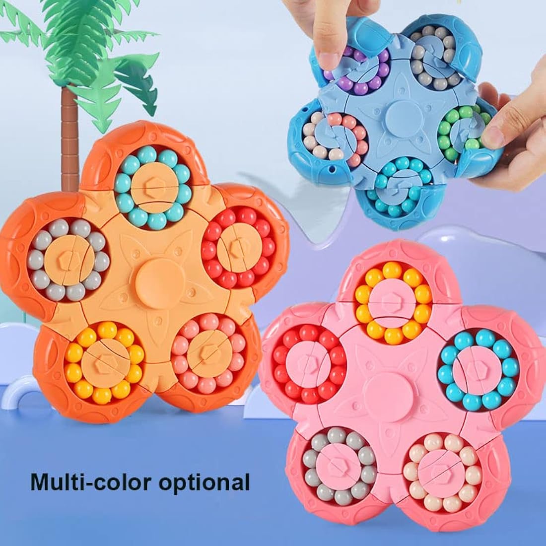 jiuhao Magic Bean Rotating Cube Toy,Fidget Toy Spinner Ball Sorting Game Puzzle Brain Training Handheld Spinning Decompression Toy,Jigsaw Bean Toy Gifts for Kids,Teens,Adults Rotating Finger Cube Toy