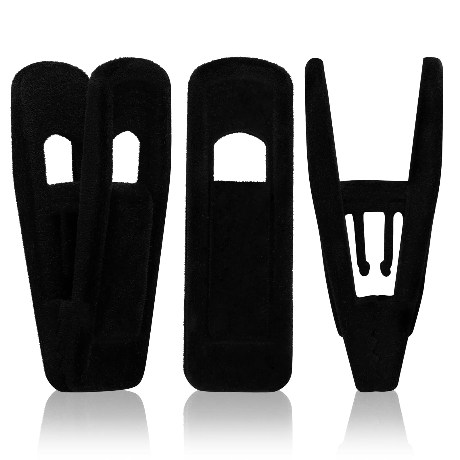 Tinfol Velvet Hangers - 50pc Black Pants Hangers, Strong Finger Flocked Clips for Slim-line Clothes
