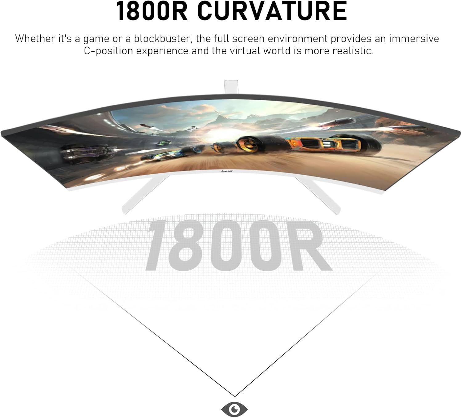 Gawfolk 34 Inch Ultrawide Curved 144Hz Gaming Computer Monitor 1500R PC Screen 21:9 UWQHD (3440x1440),Adaptive Sync,178° Viewing Angle,Display Port、HDMI 2.0, VESA75x75MM-Black