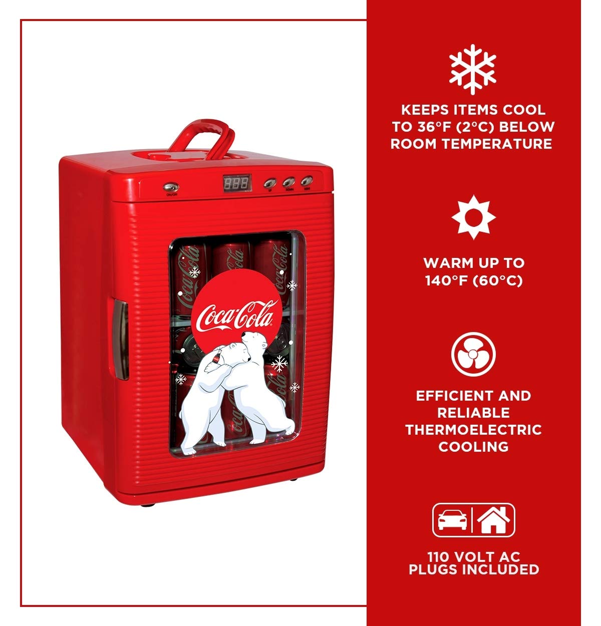 Coca Cola Mini Fridge For Bedrooms 5L Retro Vending Machine Style Cool Box 10 Can Quiet Mini Fridges with Display Window For Coke Beverages Food Drinks Home 12v Portable Cooler Box, Red