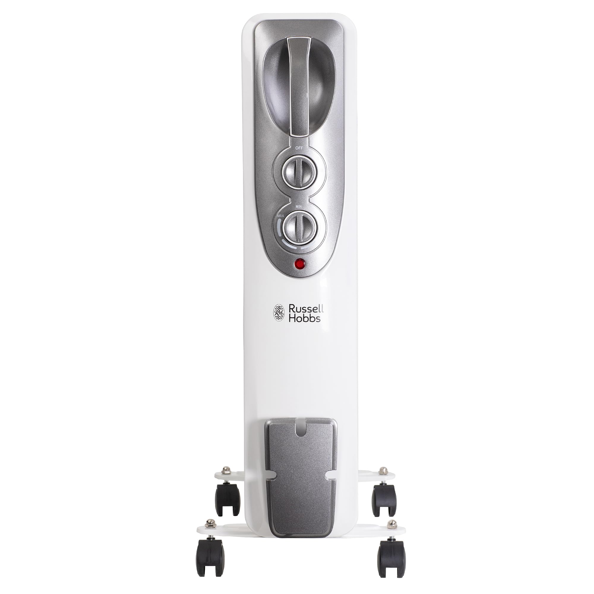 Russell Hobbs 1500W/1.5KW Oil Filled Radiator, 7 Fin Portable Electric Heater - White, Adjustable Thermostat with 3 Heat Settings, Safety Cut-off, 15 m sq Room Size, RHOFR5001, 2 Year Guarantee