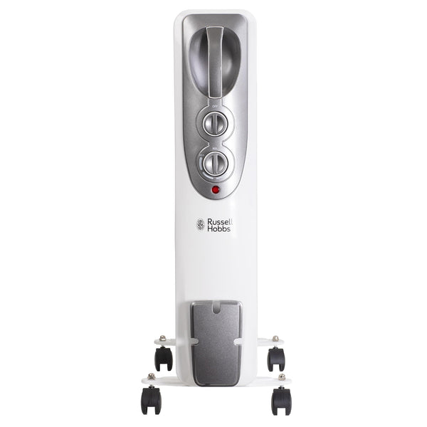 Russell Hobbs 1500W/1.5KW Oil Filled Radiator, 7 Fin Portable Electric Heater - White, Adjustable Thermostat with 3 Heat Settings, Safety Cut-off, 15 m sq Room Size, RHOFR5001, 2 Year Guarantee