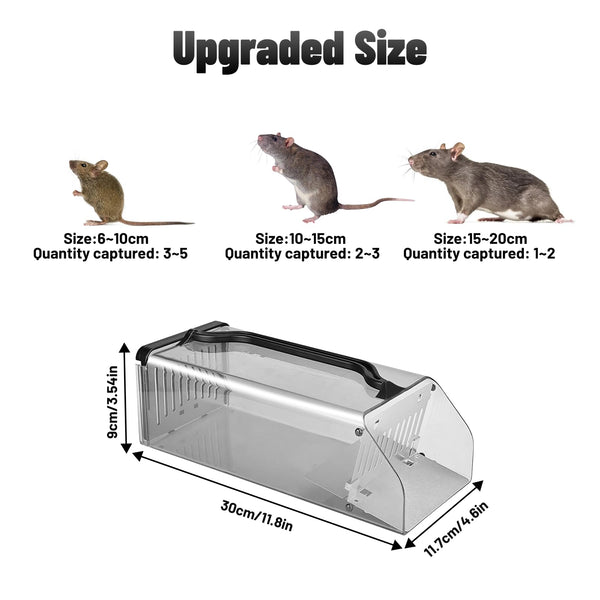 Humane Rat Traps - Transparent Humane Mouse Traps, Effective Mouse Traps for Indoors/Outdoor Rat, Humane Mice Trap, Reusable & Washable Mousetraps Safety for Children and Pets 1230
