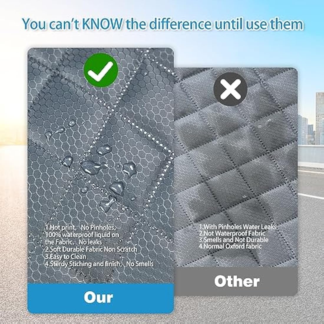 ANOSOSPECIAL Grey Dog Car Seat Cover for Back Seat,Non-Stick Fur,Pet-Friendly and Waterproof - Universal Fit Interior Protector for Auto, Van, SUV - Ideal for Kids and Pets（Large）