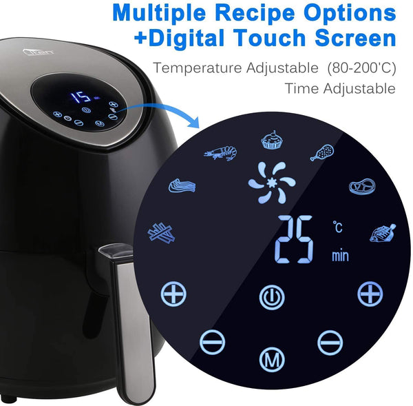 Air Fryer, Uten Air Fryers Oven, 4.5L Oil Free Fryer with Detachable Basket, Timer and Fully Adjustable Temperature Control for Healthy Oil Free & Low