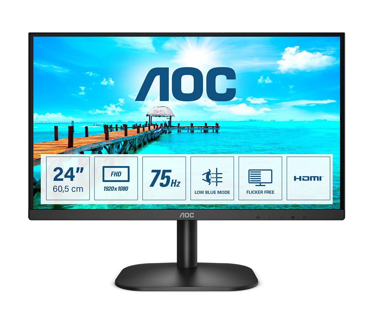 AOC 27B3CA2 - 27 Inch FHD Monitor, 100Hz, IPS, Speakers, USB-C Connectivity, FlickerFree, Adaptive Sync, LowBlue (1920 x 1080, 250 cd/m2, HDMI 1.4 / USB-C 65W Power delivery)