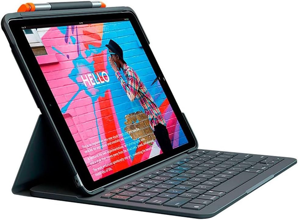 Logitech SLIM FOLIO iPad Keyboard Case 10.2 Inch, QWERTZ German Layout - Graphite Black