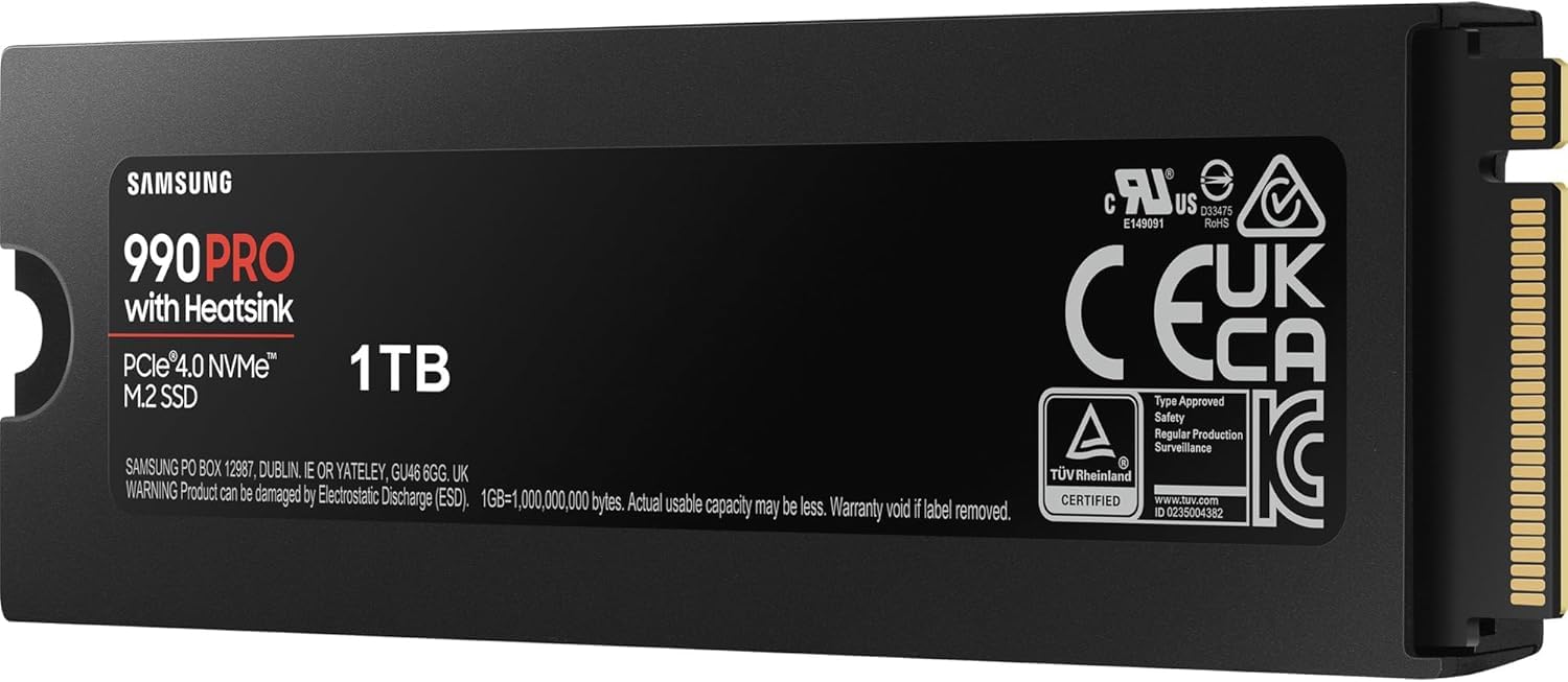 Samsung 990 PRO NVMe M.2 SSD, 2 TB, PCIe 4.0, 7,450 MB/s read, 6,900 MB/s write, Internal SSD, For gaming and video editing, MZ-V9P2T0BW