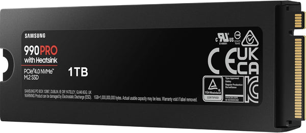 Samsung 990 PRO NVMe M.2 SSD, 2 TB, PCIe 4.0, 7,450 MB/s read, 6,900 MB/s write, Internal SSD, For gaming and video editing, MZ-V9P2T0BW