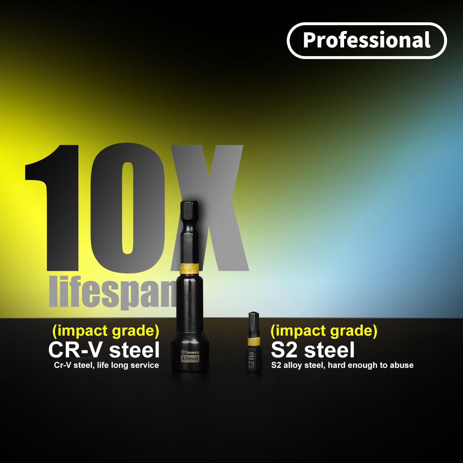 Facoow 55PCS Impact Nut Driver Set, Magenetic Nut Driver Set for Impact Drills and Premium Deep Drivers, Wing Nut Setters, 1/4'' Quick Change, Bit Extention, S2 Steel Bits, Pivoting Nut Setter