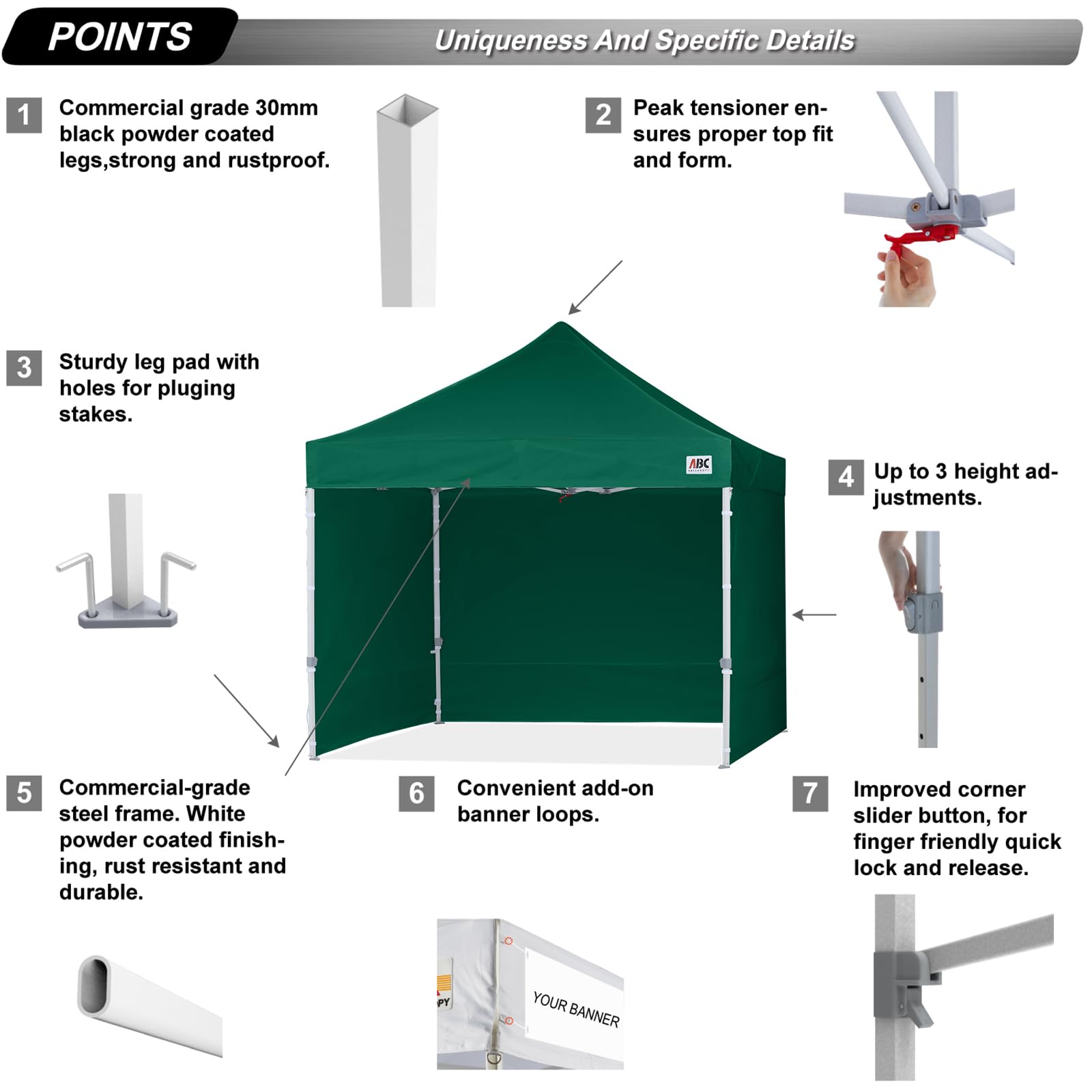 ABCCANOPY 3x6M Pop Up Gazebo Canopy Commercial Tents Market stall with 4 Removable Sidewalls and Roller Bag Bonus 4 Weight Bags (Grey)