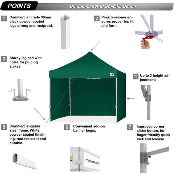 ABCCANOPY 3x6M Pop Up Gazebo Canopy Commercial Tents Market stall with 4 Removable Sidewalls and Roller Bag Bonus 4 Weight Bags (Grey)